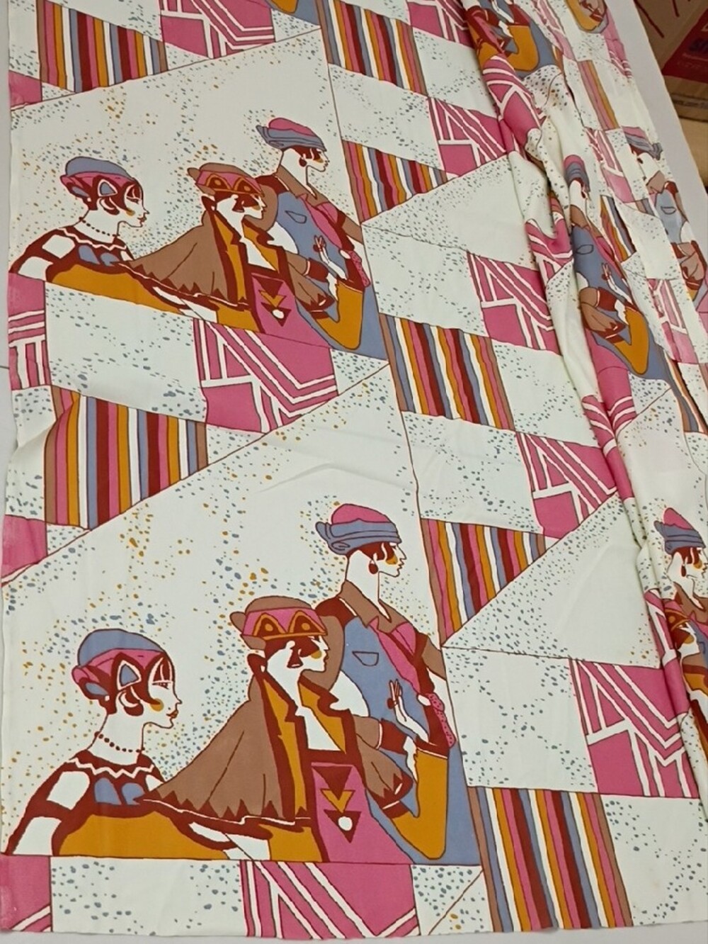 Vintage Home Office Arts & Crafts Fabric Set in Teal, Pink, Black, White